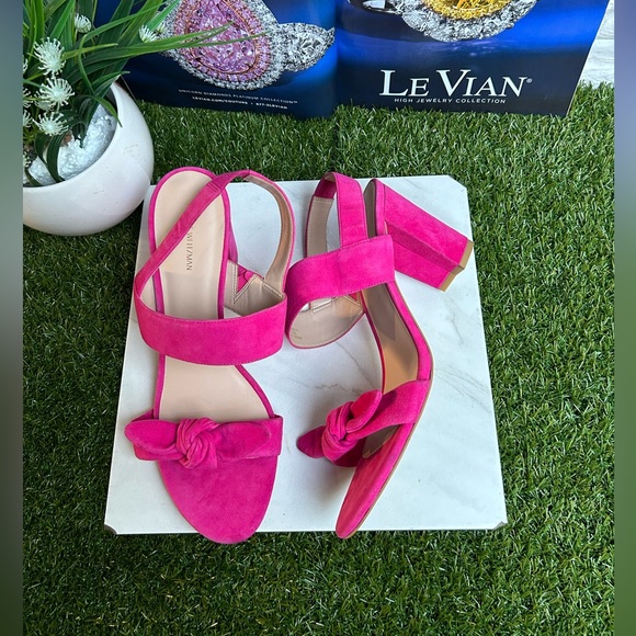 - STUART WEITZMANBandeau Block Heel Barbie Pink suede Leather size 12 - Picture 11 of 13